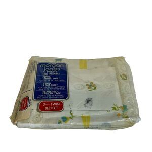 Vintage Twin Fitted & Flat Sheet & Pillowcase Morgan Jones Delicate Flowers